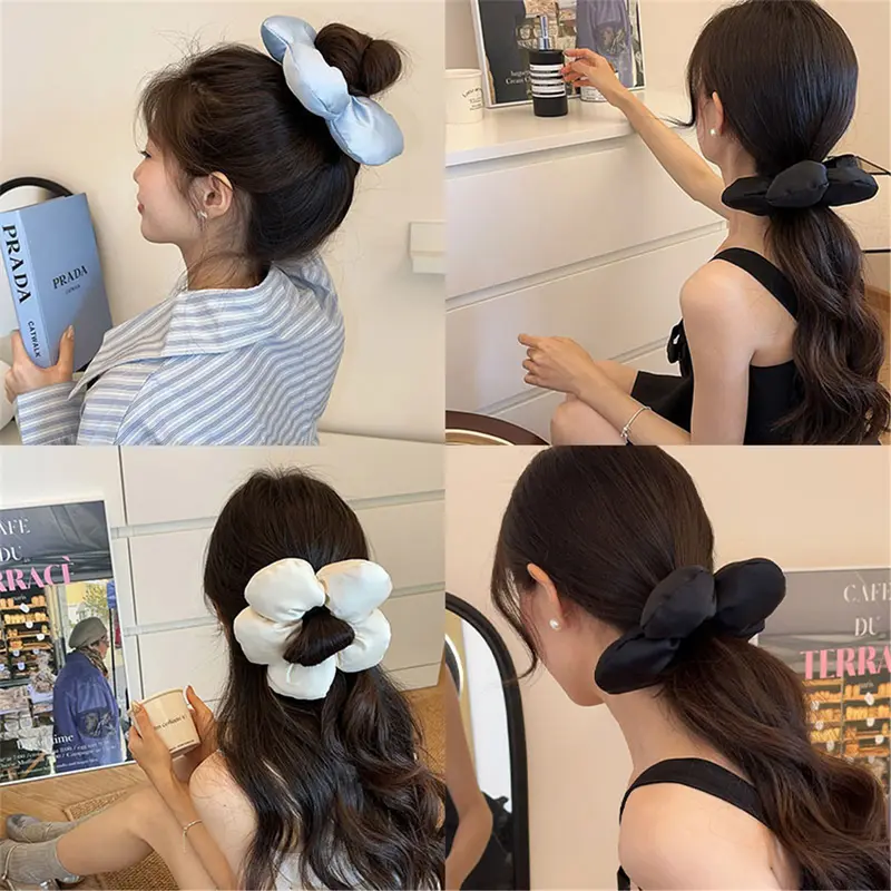 Scrunchie Dây Buộc Tóc, Phong Cách Hàn Quốc, Thiết Kế Hoa Bánh Mì Ba Chiều Dây Buộc Tóc Bằng Bọt Biển, Dây Buộc Tóc Nữ, Dây Cao Su Cao Cấp 4
