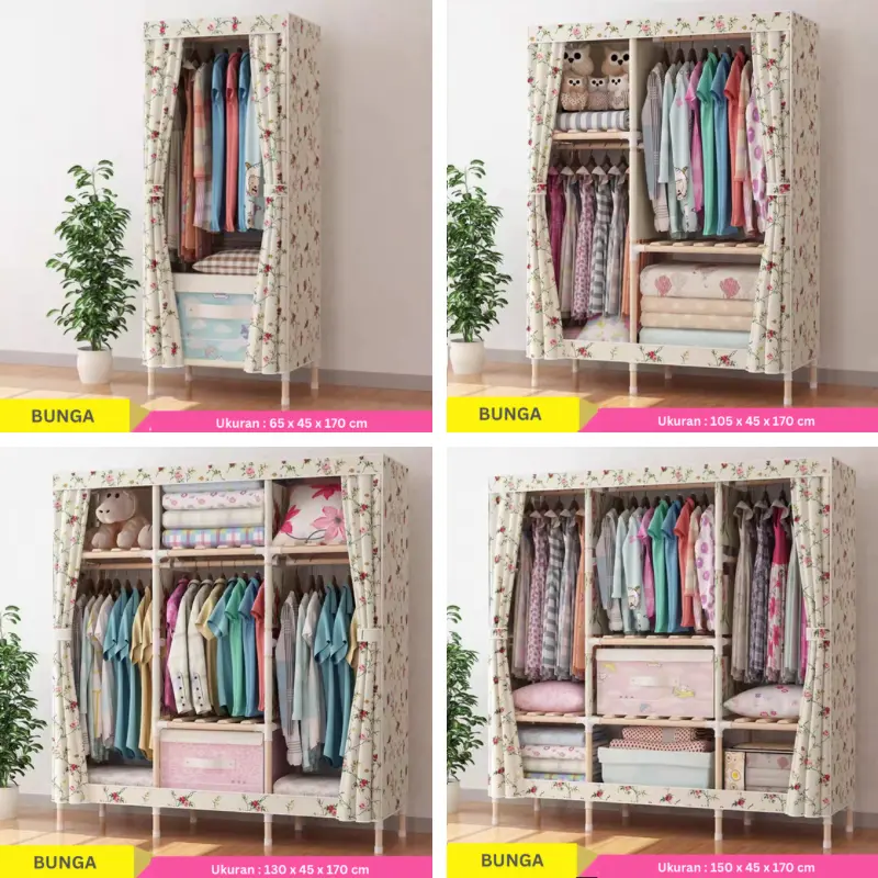 Dejavu Lemari Pakaian Lemari Baju Minimalis Multifungsi Portable Lemari Baju Minimalis Kayu HSH123 7