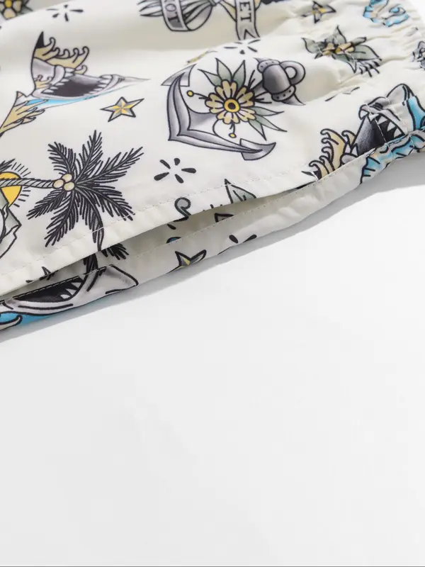 Men's Regular Fit All Over Print Beach Shorts, Casual Comfy Breathable Swim Shorts for Summer, Men's Shorts for Beach Vacation 5