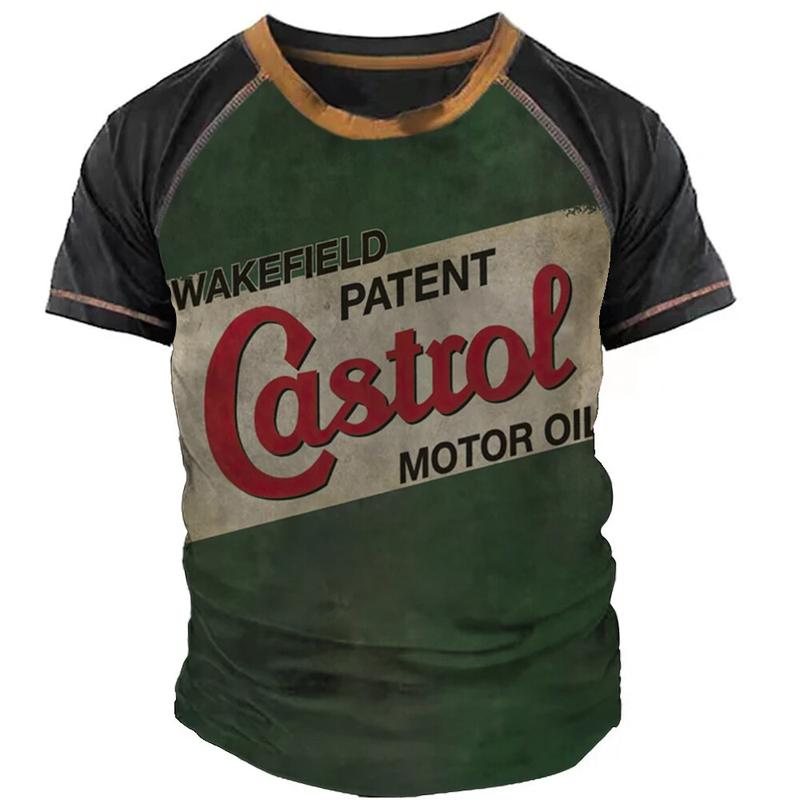 2568 Men's Vintage T-Shirt 3d Castrol Short Sleeve Tops Oil Fashion Men's Motorcycle T-Shirt Plus Size T-Shirt 5