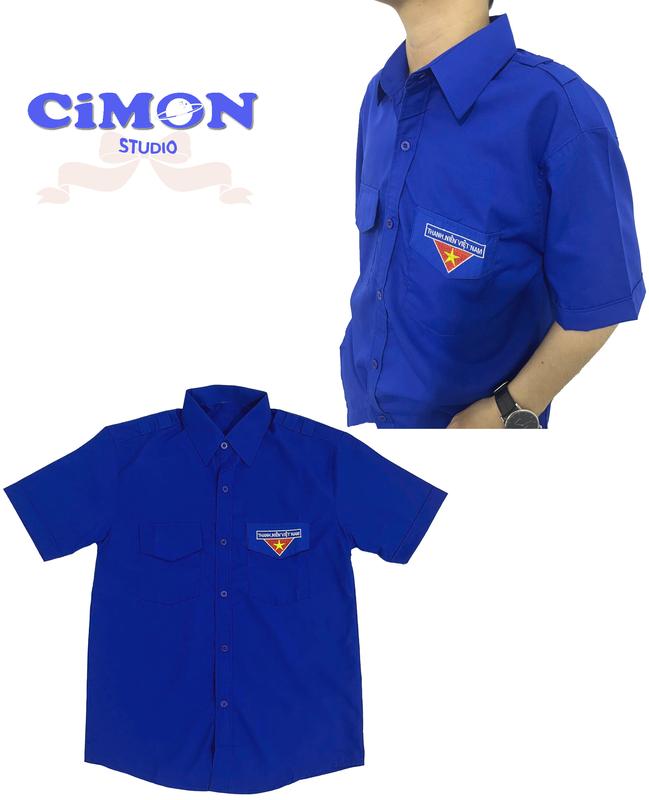 Áo đoàn nam tay ngắn, áo đoàn thanh niên thêu đủ size 0