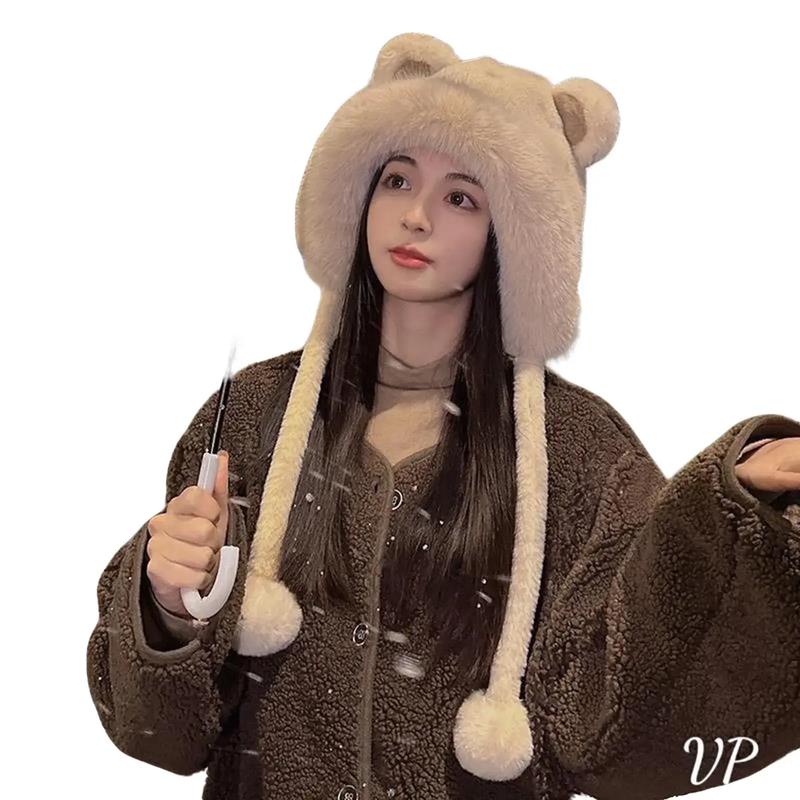 Mũ Len Tai Gấu Dễ Thương Thời Trang Mùa Đông Cho Nữ Hat Cap Voi