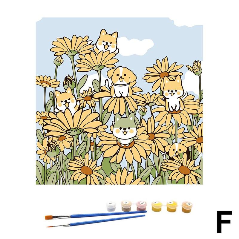 Product Introduction of Cartoon Tulip Animal Oil Painting Toy DIY Handmade Flower Coloring Painting 40