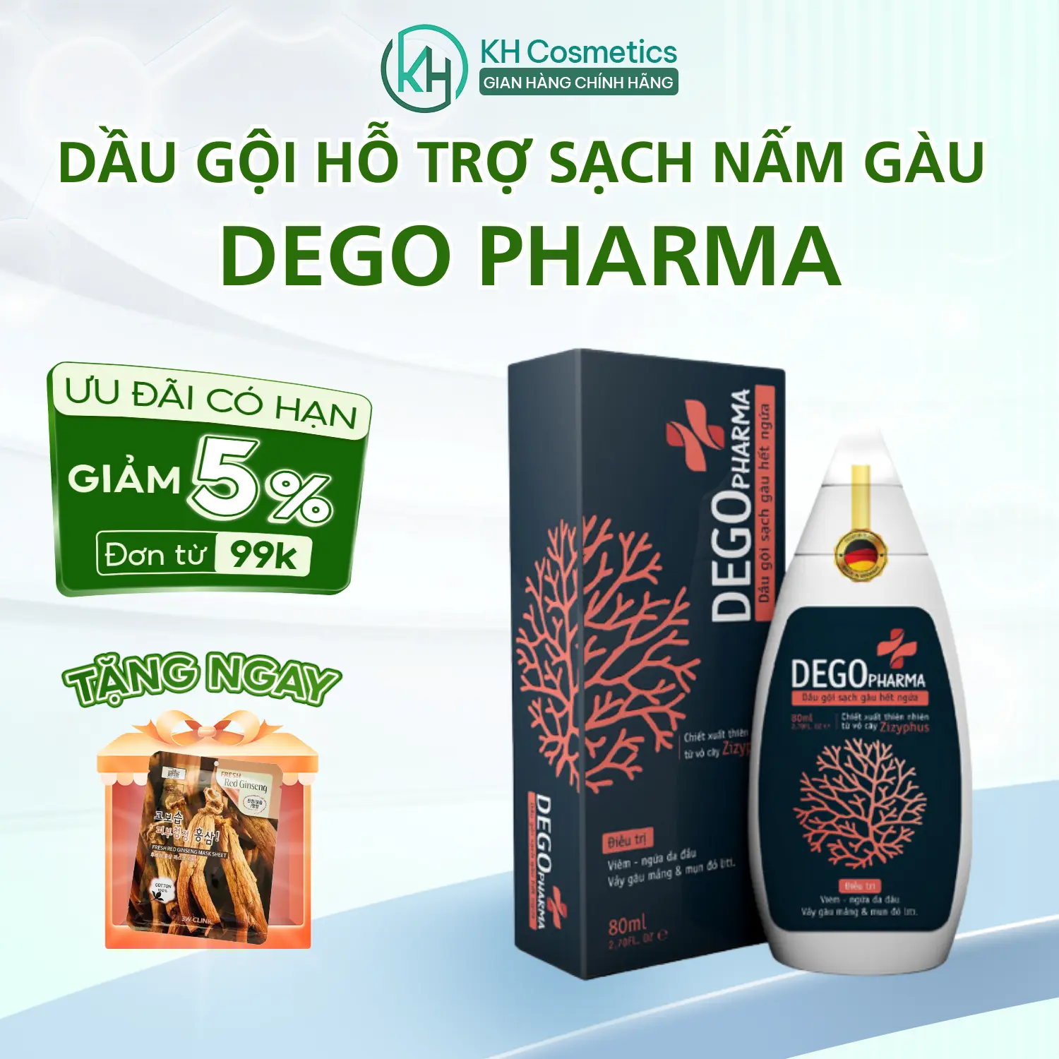 Dầu Gội Đầu  DEGO PHARMA 80ml, dầu gội DEGO hỗ trợ giảm nấm, ngứa da đầu Chăm Sóc Tóc Dưỡng Tóc
