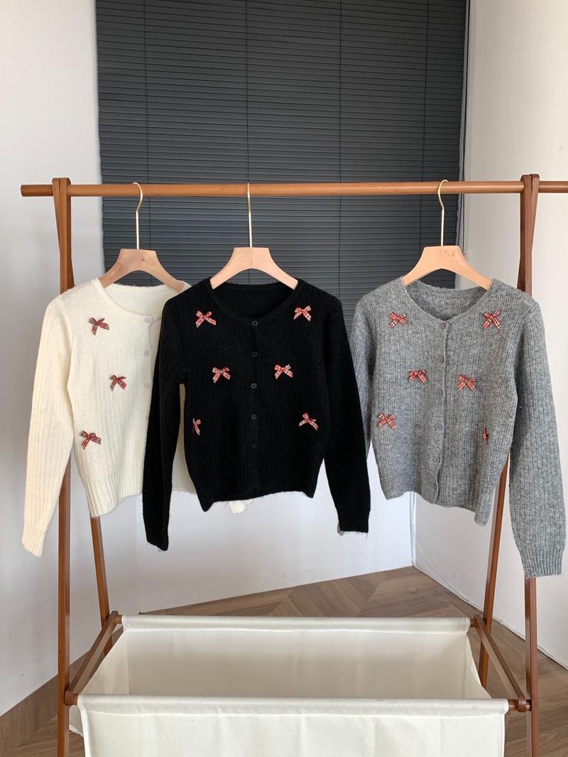 Product Introduction of Áo Cardigan Dệt Kim, Phong Cách Preppy, Thắt Nơ Ngọt Ngào Áo ngắn Nhỏ Áo Khoác Len Cổ Thuyền Mùa Thu Của Phụ Nữ, Váy Băng Quấn 6