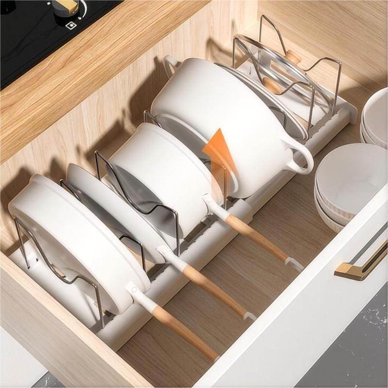 Kitchen Pot Storage Rack, Adjustable Kitchen Pot Lid Storage Rack, Multifunctional Kitchen Storage Organizer, Kitchen Accessories, House Organizers, Kitchen Organization,  Household Items 2