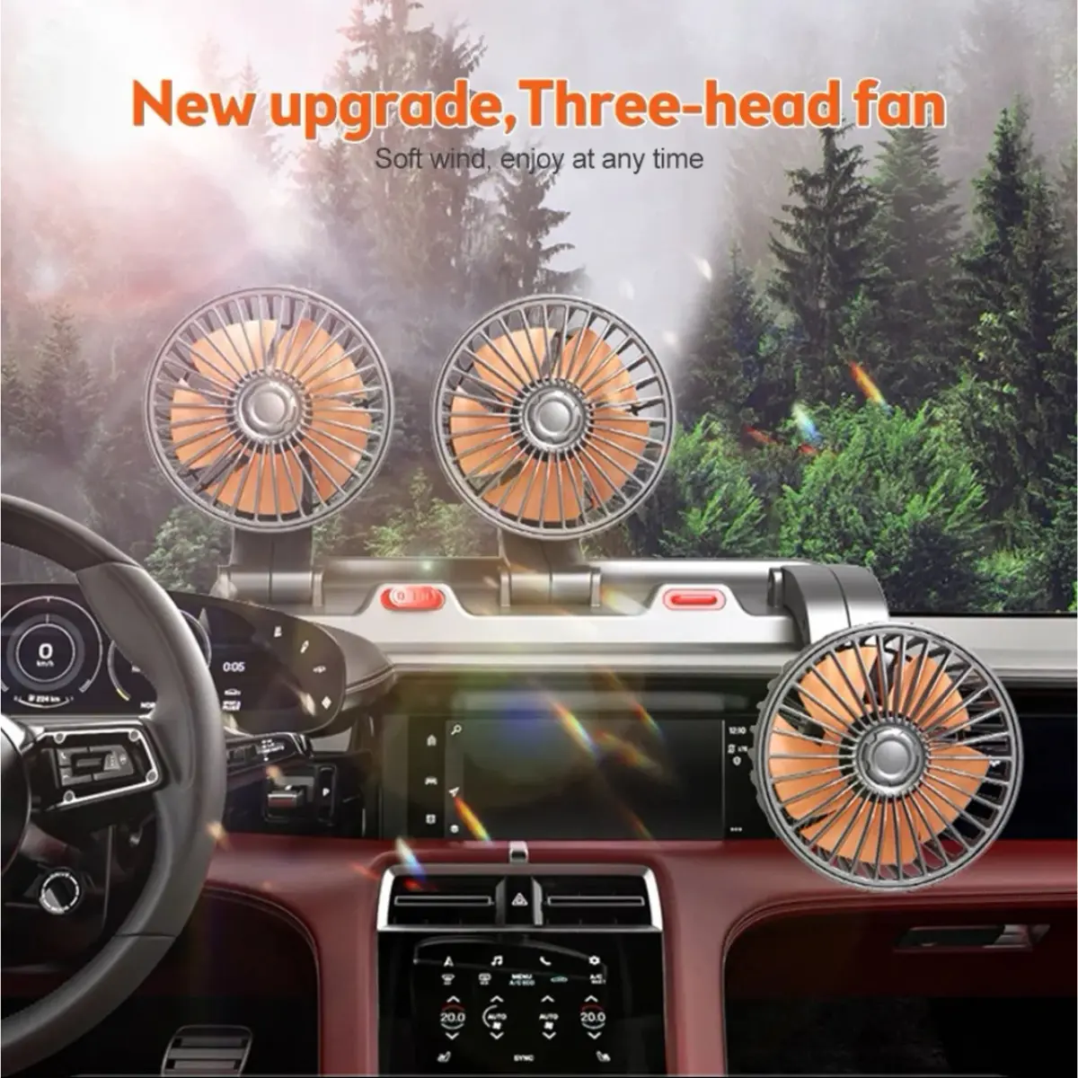 USB 5V/12V/24V 360 Degree All-Round Adjustable Car Auto Air Cooling 3 Head Fan Low Noise Car Fan Automotive Cars