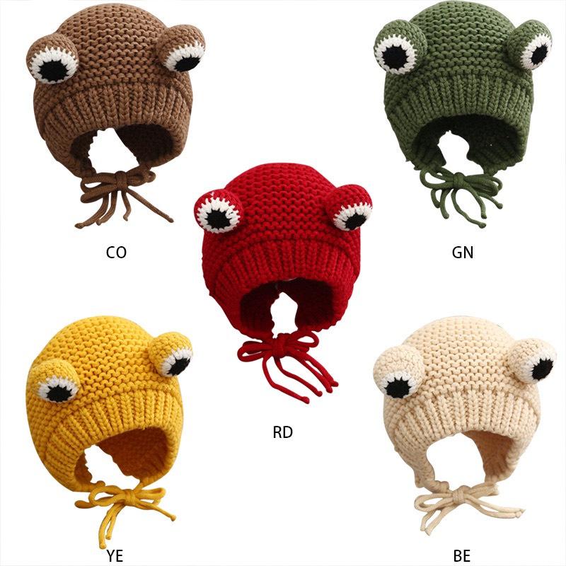  Mũ Len Hình Ếch - Nón len trùm đầu Thu Đông dễ thương thời trang Hàn Quốc cho bé - Y8 