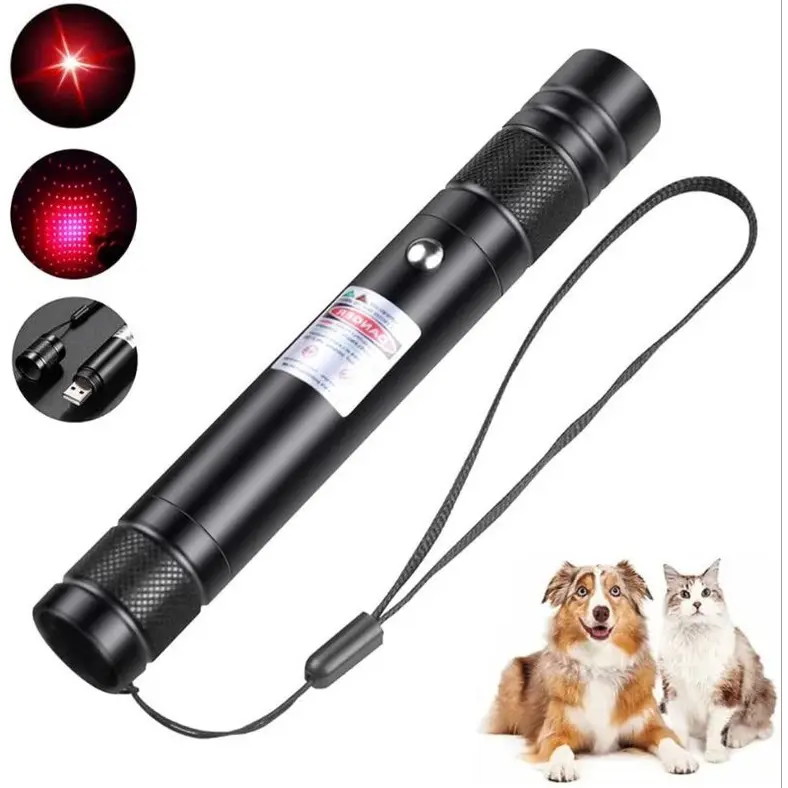 USB Tactical Red Laser Pointer High Power Pen Laser Flashlight Laser pointer Adjustable Focus Hunting Accessories Office Screen Mic