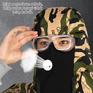 Pelindung Pernafasan Topeng Habuk, Cermin Mata Keselamatan Anti-Kabut, Reka Bentuk Fasa Penuh, Sesuai untuk Pelindung Perubatan dan Kimia, Pelindung Muka Keselamatan, Boleh Bernafas dan Tahan Lelasan, Selendang Denim, untuk Keselamatan