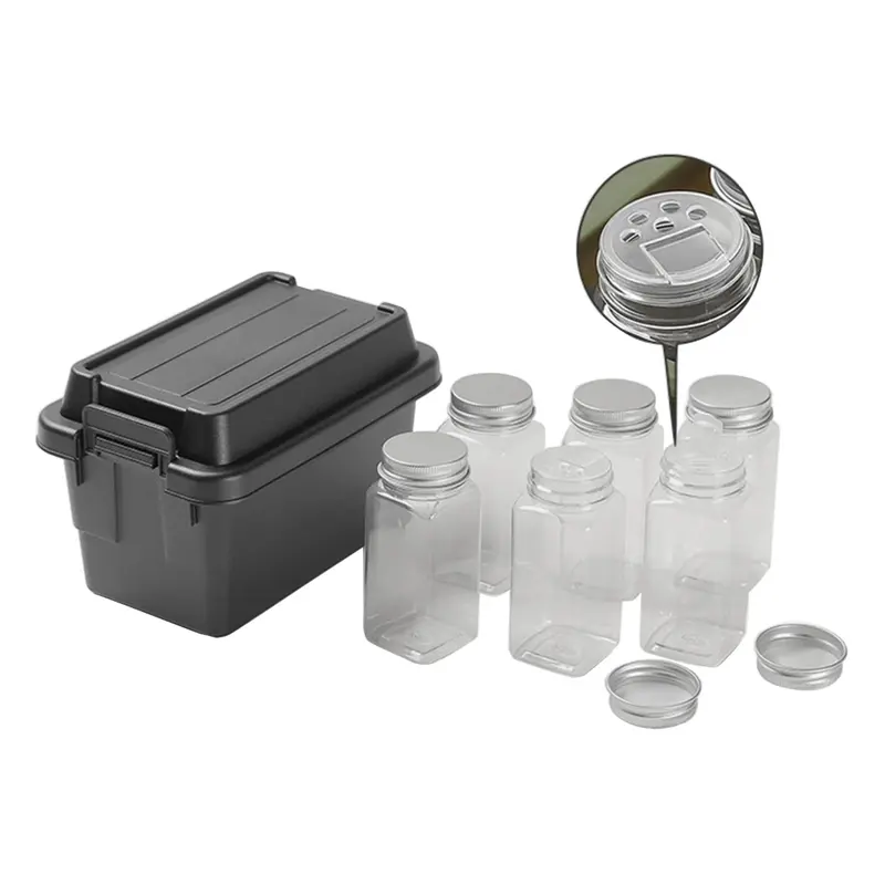 Bộ Dụng Cụ Gia Vị Cắm Trại, Guang, Hộp Đựng Gia Vị Du Lịch, Bộ Gia Vị Đi Bộ Đường Dài, Lọ Gia Vị 6 Cái Kèm Hộp Đựng, Hộp Gia Vị Gia Vị Cầm Tay 6