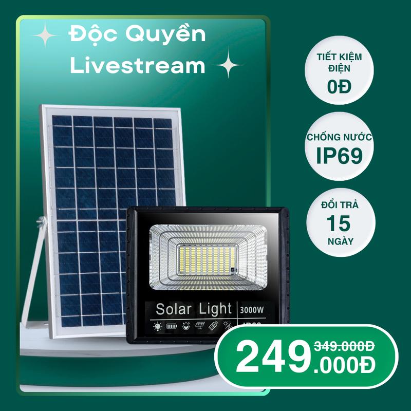 [Độc quyền LIVE] Đèn năng lượng mặt trời 3000W - VỎ NHỰA - Chống nước IP69, Sáng 6-8 tiếng. Không tốn tiền điện, An toàn, tự động bật tắt đèn  200k denn  lmt