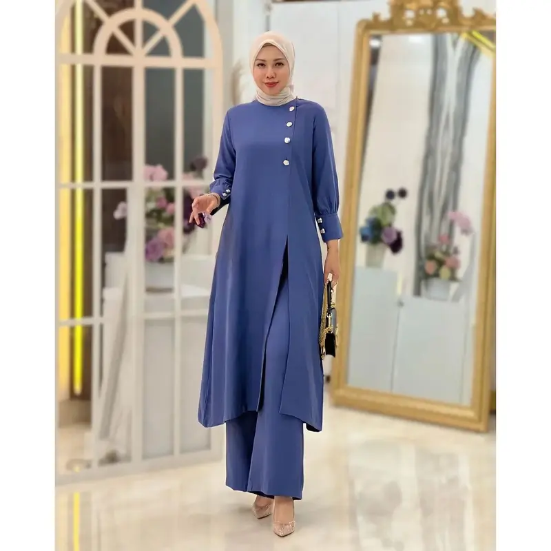 Setelan Tunik 2025 Model baru Adeline Setelan Wanita Jumbo One Set Viral Bahan Crinkel Airflow 4