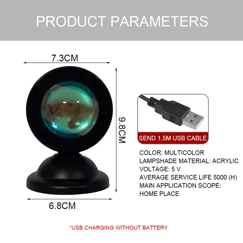 Đèn Hoàng Hôn USB Mini, Đèn Ngủ Máy Chiếu Led, 16 Màu Chuyển Đổi, Tạo Không Khí Cầu Vồng, Thích Hợp Để Đồ Trang Trí Tường Nền Nhà Và Phòng Ngủ, Tuyệt Vời Làm Quà Tặng 1