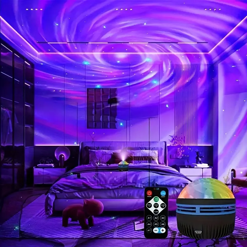 2-IN-1 Đèn ngủ Đèn GALAXY Cực Quang Đèn Chiếu Bầu Trời Sao,led decor đèn trang trí con mắt động đèn magic lights đèn trái châu xoay đèn led bay phòng đèn ngủ tích điện đèn xoay 360 độ 7 màu galaxy ngân hà đám mây đèn ảo giác 5