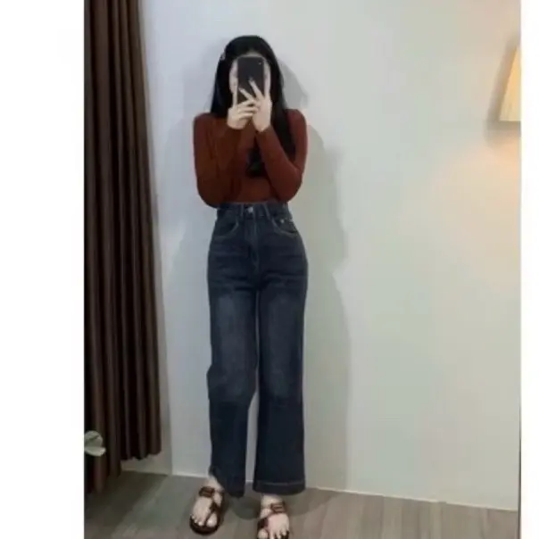 ￼[Loai Đẹp M005 ] Quần Bò Jeans Nữ Ống Đứng, Quần Bò Denim Ống Rộng Suông Cạp Cao Hách Dáng  Lưng Cao Women 005 | BigBuy360 - bigbuy360.vn