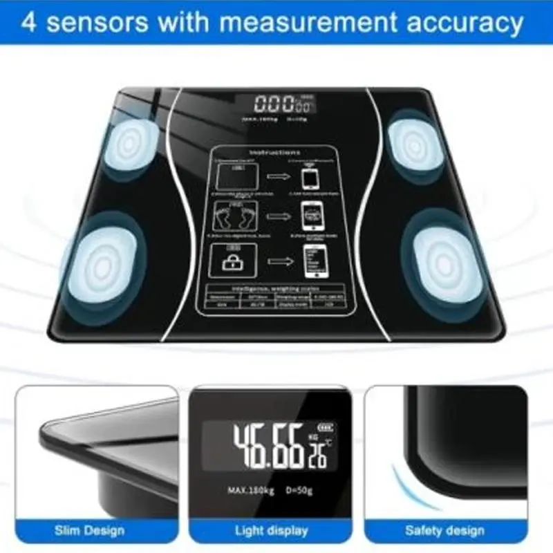 Smart Wireless Digital Body Scale without Batteries, High Precision Digital Body Fat Scale, Household Digital Body Fat Scale Fitness Equipment 7