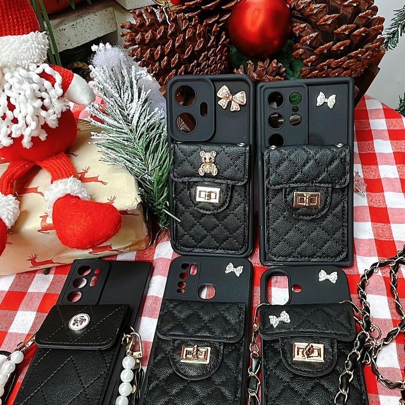 [OPPO + TẶNG KẸP HOA SỨ 8cm] . ốp đeo chéo kèm charm gấu nơ - bảo vệ cam - đeo đi du lịch tiện dụng - kèm ví để thẻ để tiền ốpdẻo lưng ốp điện thoại 0