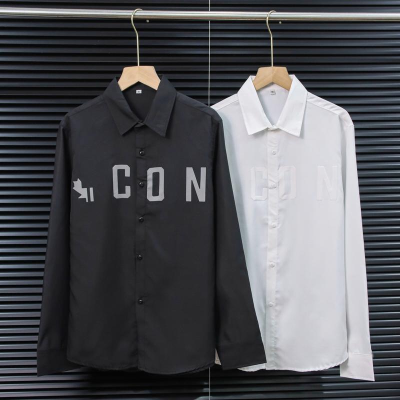 Áo Sơ Mi IN ICON Nổi Chất Lụa Hàn Cao Cấp Tay Dài Trắng Đen Cao Cấp Menwaer