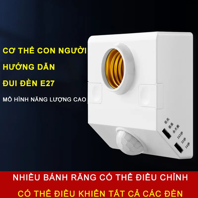 Đui Đèn E27 Cảm Biến Chuyển Động, Điều Chỉnh Được Thời Gian Và Chế Độ Sáng 3