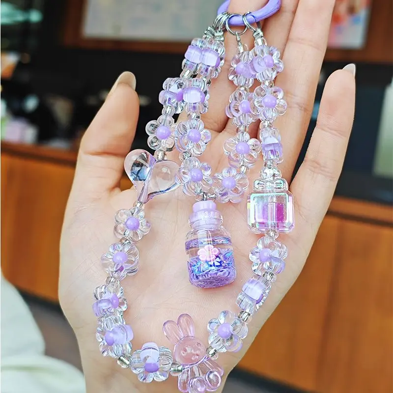Ốp Điện Thoại Di Động Hạt Charm Hoa Hướng Dương Pha Lê Hai Lớp, Thiết Kế Chai Kim Sa, Thích Hợp Cho Điện Thoại Di Động, Dây Đeo Buộc, Mặt Dây Chuyền Ốp Điện Thoại, Vòng Tay Chống Rơi Hàng Mới Về 0