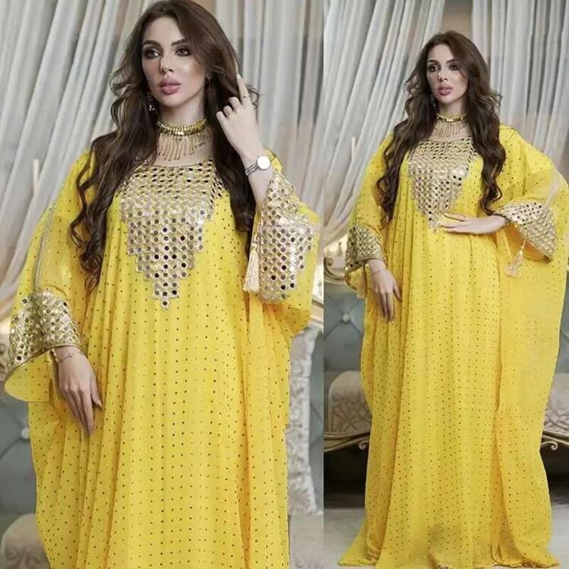 Váy Kaftan Ngoại Cỡ Dành Cho Phụ Nữ, Phong Cách Dubai, Chất Liệu Voan, Phong Cách Âu Mỹ, Thiết Kế Xuyên Biên Giới, Thích Hợp Cho Phong Cách Hồi Giáo, Có Mạng Che Mặt Dài, 8638 2