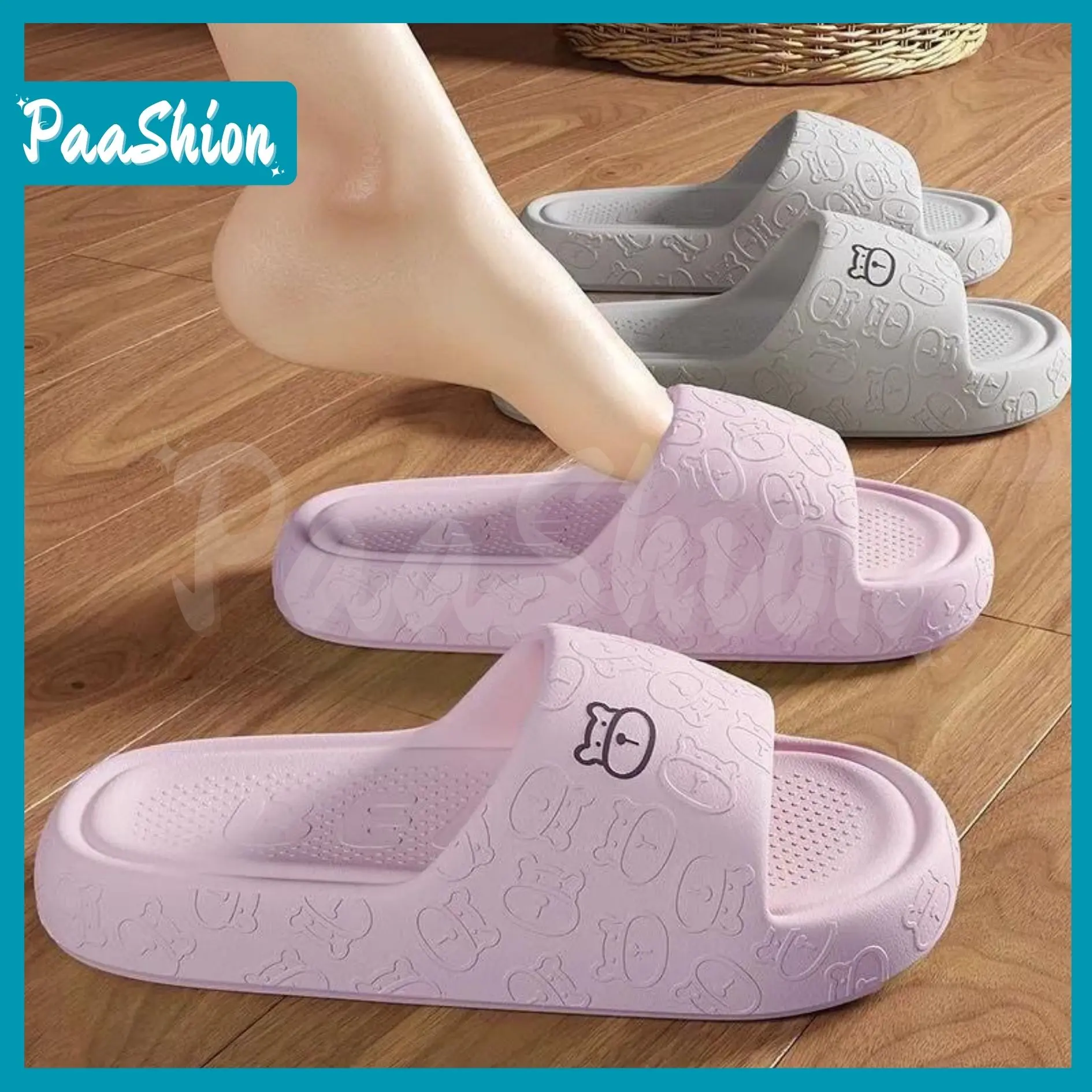 Paashion Adorable Natty Cartoon Non-Slip Soft Rubber Slippers For Women (+1 up size)