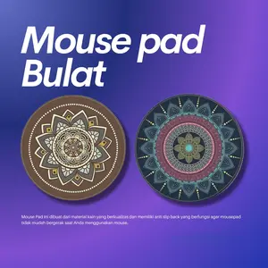 USEA Mouse Pad Bohemian Bulat Anti Slip Ukuran 20 Cm Desk Mat Lucu