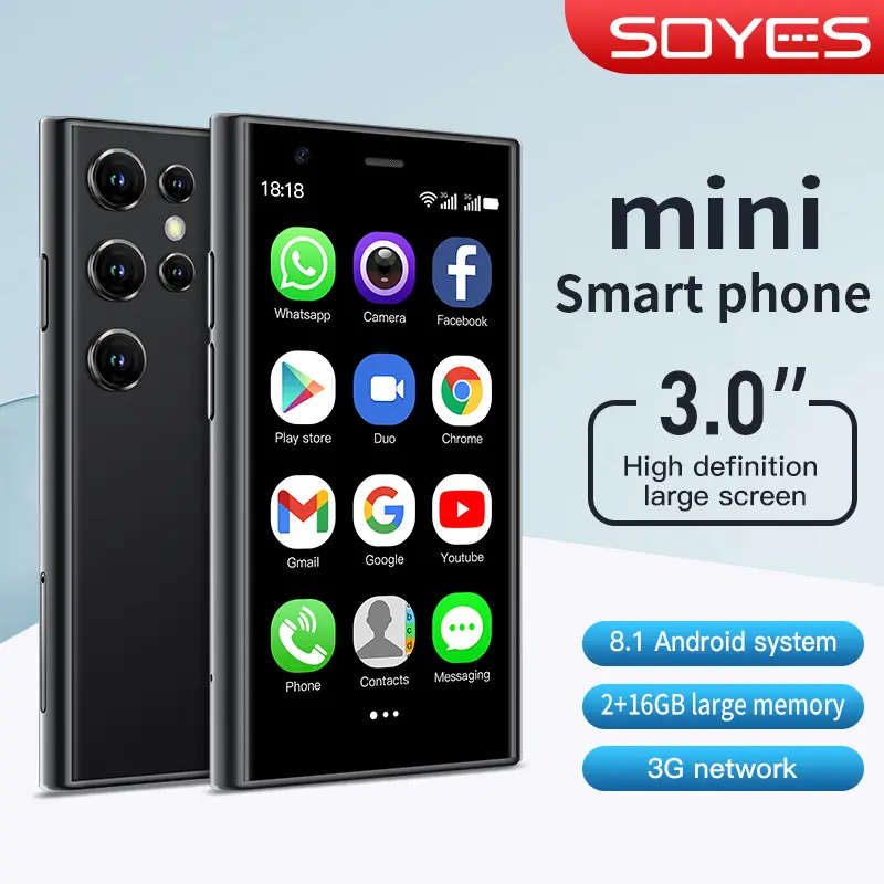 Điện thoại thông minh mini, SOYES S23, Hệ điều hành Android 8.1, Bộ nhớ kép, Màn hình HD 3.0 '', Pin 1000mAh, Kết nối WIFI và Bluetooth, 3G, Điện thoại di động Nhỏ