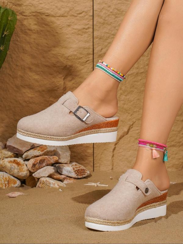 Women's Solid Color Slip on Slides, Casual Comfortable Platform Slippers for Beach, Fashionable Shoes for Indoor & Outdoor Wear 3