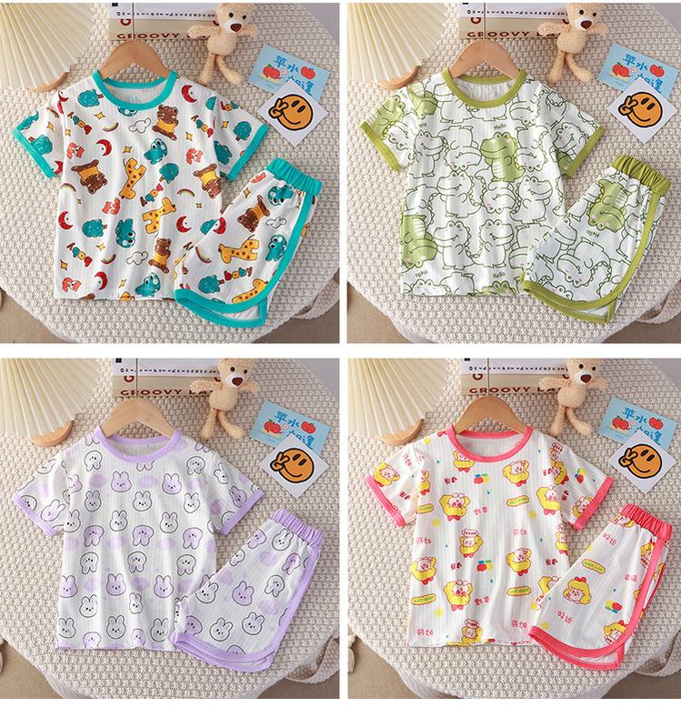 Product Introduction of Children's Short-Sleeved Suit Girls' Summer Clothes Thin Home Korean Style Children's Clothing Baby Boys' T-shirt Summer Clothes Wholesale 9