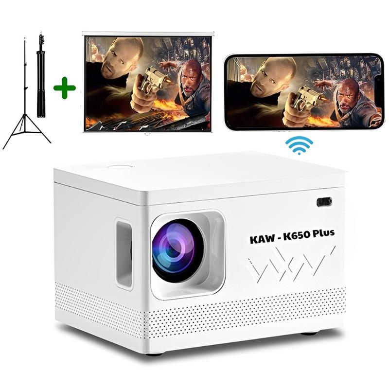 Máy chiếu mini Xem Phim Kaw K650 Plus - Hàng Chính Hãng, Độ Phân Giải 1080P, Âm Thanh Audio Sắc Nét, Bảo hành 1 đổi 1 Projector khoảng cách phóng hình dài 1