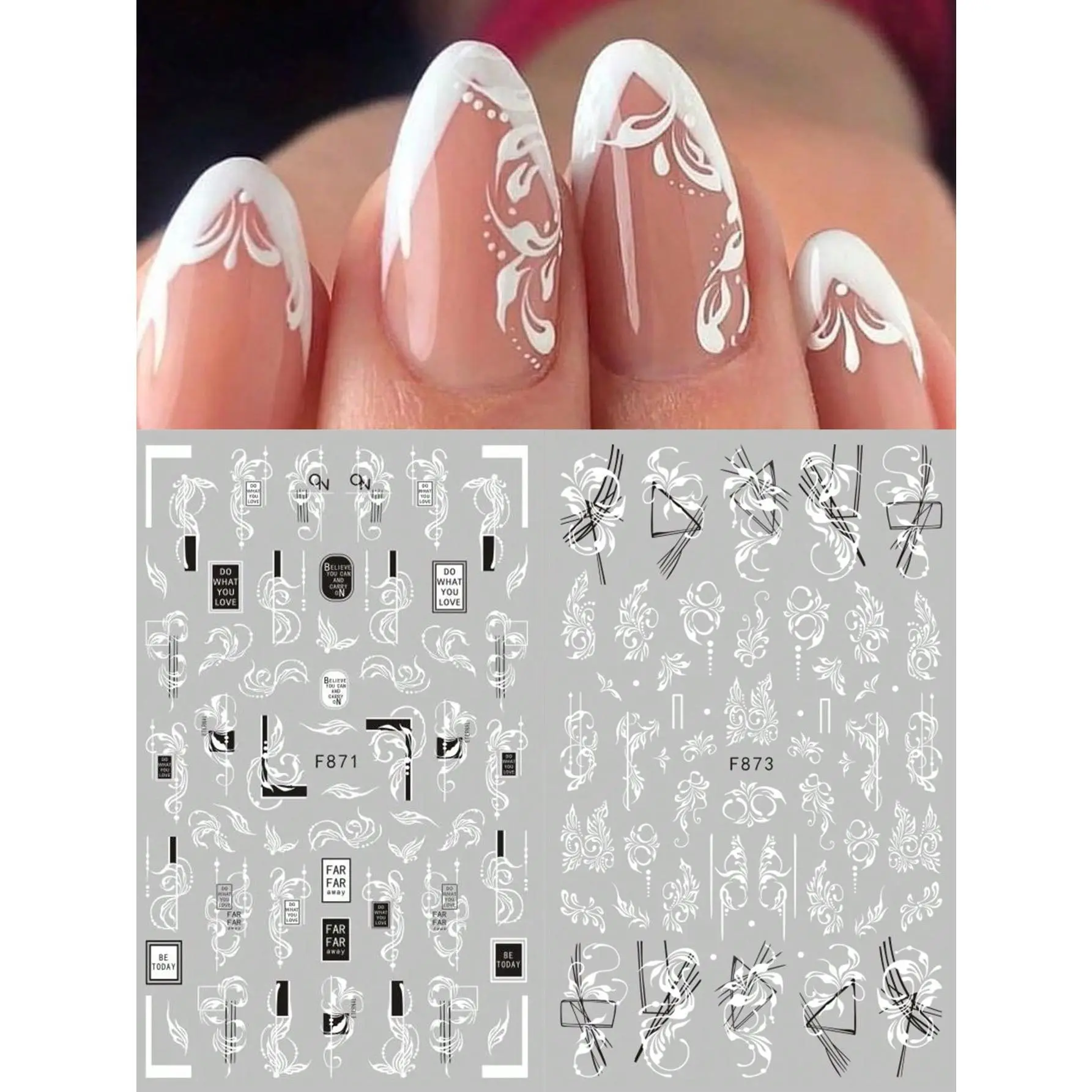 Miếng Dán Móng Nghệ Thuật, Họa Tiết Ren Hoa, Decal Can Móng Tay Cổ Điển Dành Cho Phụ Nữ Và Trẻ Em Gái, Đồ Trang Trí Móng Tay Acrylic, Miếng Dán Móng Tay Tự Làm