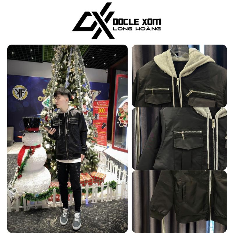 [ XẢ KHO ] - ÁO KHOÁC GIÓ TRẦN PHAO " DX D2 MŨ NỈ XÁM GHI " form dáng chuẩn dày dặn Menswear