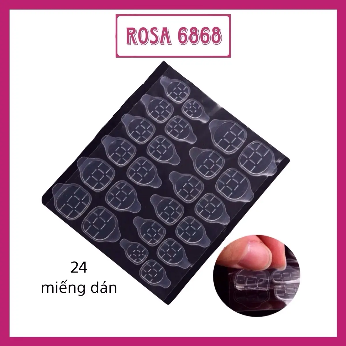Miếng dán móng tay nailbox silicon tấm 24 miếng - Rosa 6868 Nữ