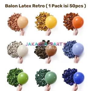 Balon Latex Retro 1 Pack 50 Pcs / Balon Latex Vintage / Balon Vintage