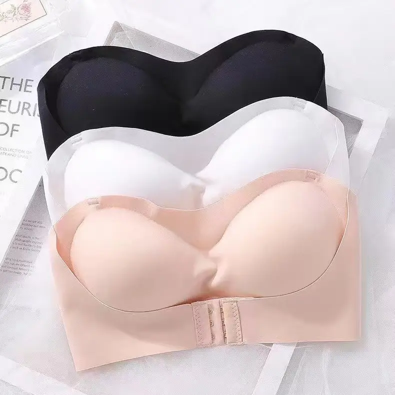 Bra Wanita  Seamless Tanpa Kawat Bra Push Up dengan Tali Transparan Kait Depan Kemben Polos 1