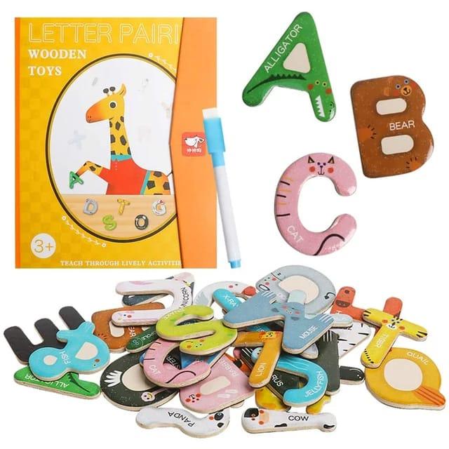 Magnetic Travel Game Wooden Toy LETTER PAIRING Belajar Mengenal Huruf 2