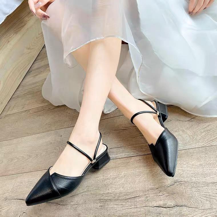 Giày sandal cao gót nữ 3p mũi nhọn sang chảnh 002