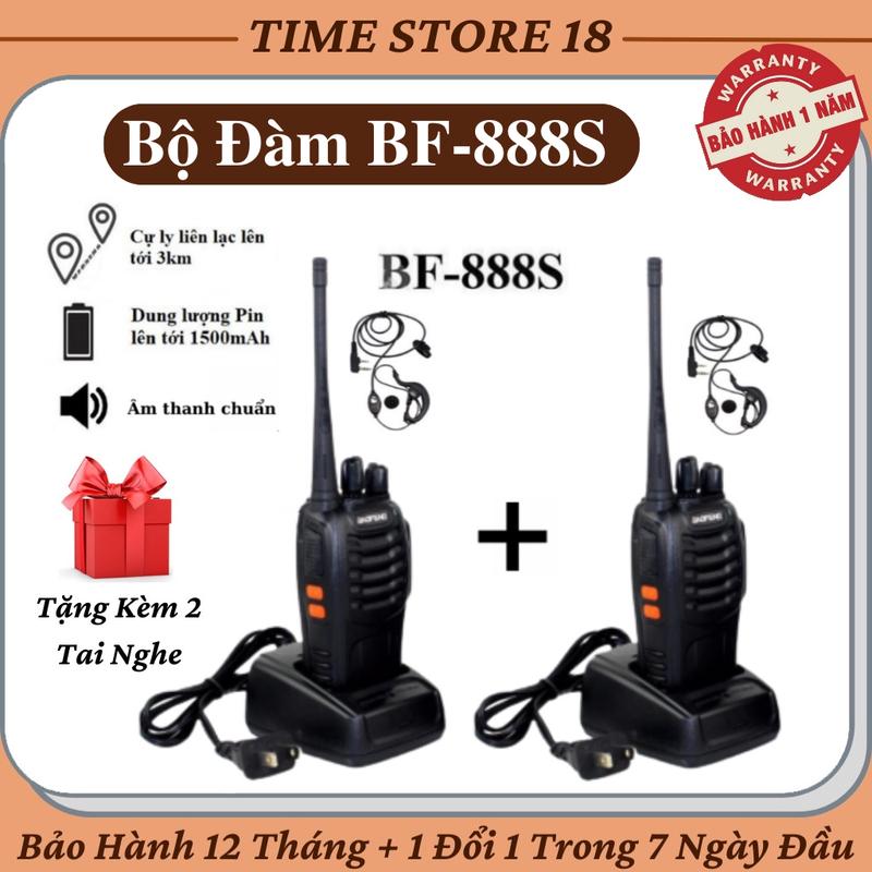 Bộ Đàm BF-888S Gồm 2 Chiếc Kèm 2 Tai Nghe Chuyên Dụng Và Đầy Đủ Phụ Kiện