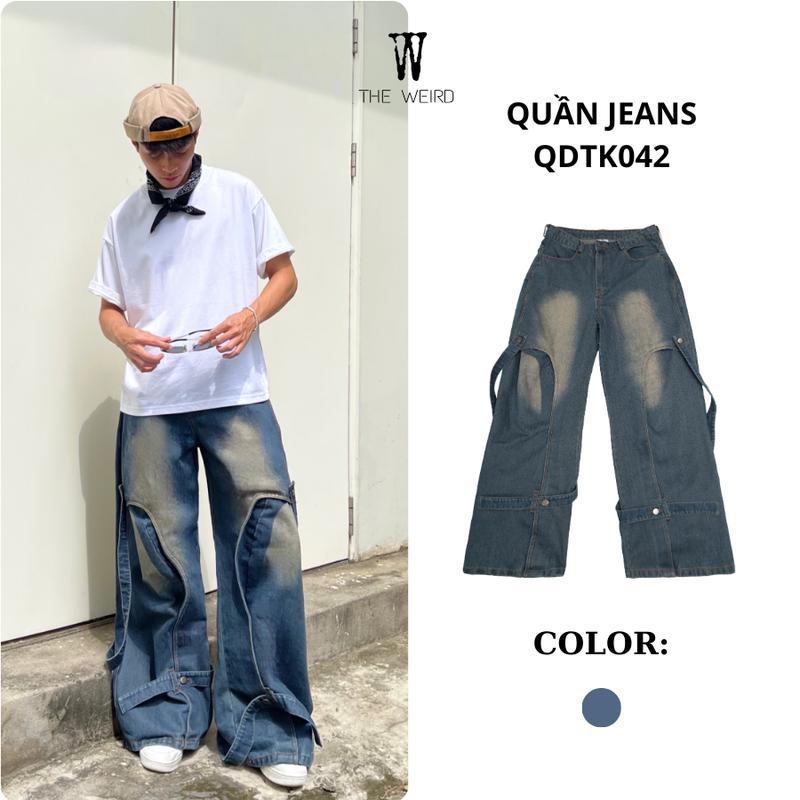 QUẦN DÀI THE WEIRD PHONG CÁCH UNISEX QDTK042 LINE HALF JEANSW