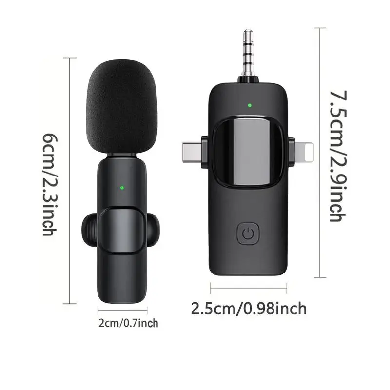 4 in 1 Wireless Lavalier Microphone, 1 Set USB Rechargeable Wireless Microphone, Professional Wireless Lavalier Lapel Microphone for iPhone Android Phone 1