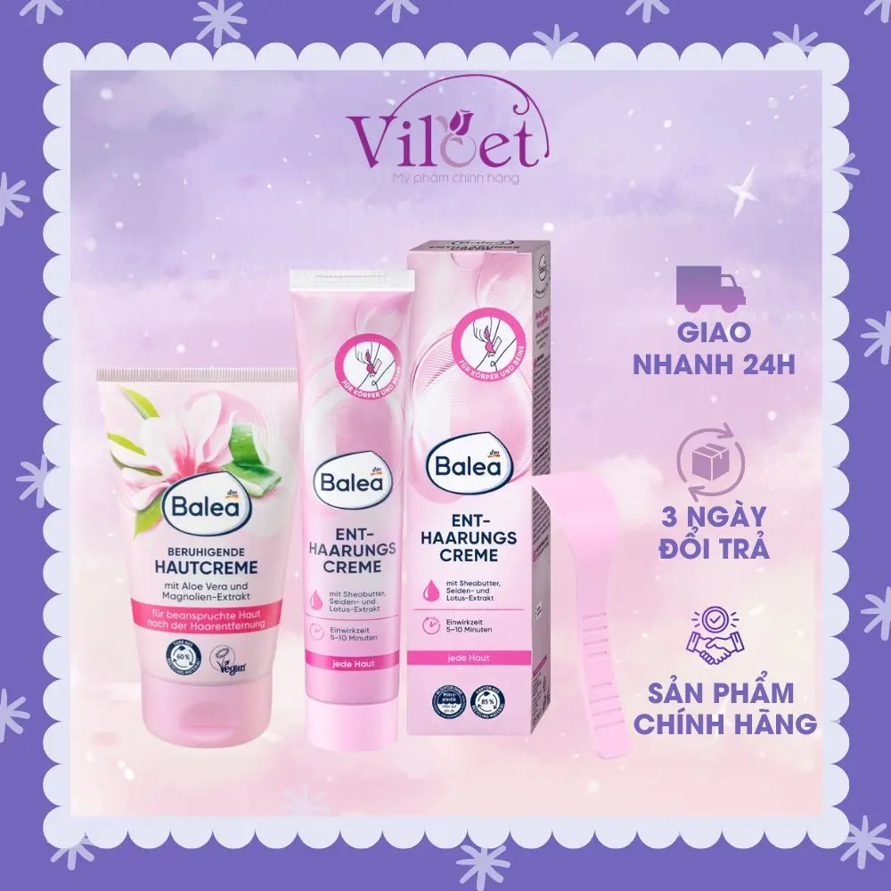 [CHE TÊN] Kem tẩy lông & kem dưỡng sau wax Balea, làm dịu da, ức chế mọc lông - Shop Viloet