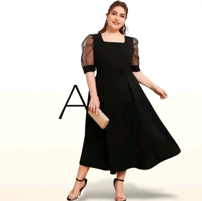 GINA DRESS WANITA LONG DRESS JUMBO Santai Polos Hitam