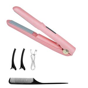 Portable Rechargeable Hair Straightener, USB Rechargeable Ceramic Hair Straightener with 1 Comb & 2 Clips, Multifunctional Hair Straightening Tool for Home & Travel, Christmas Gift, Stocking Fillers, New Year Gift, Christmas Eve Box Fillers, Curling Iron