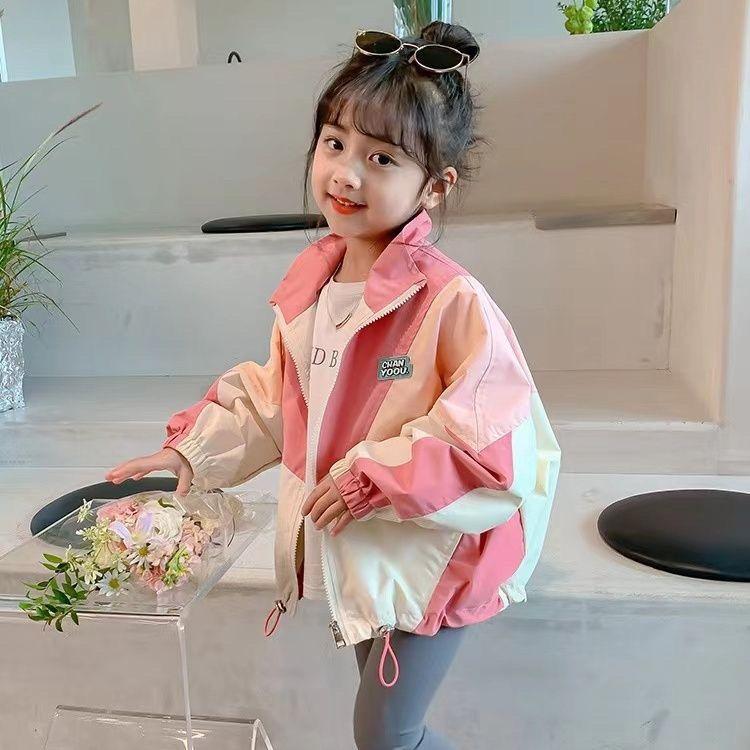 Áo Khoác Mùa Thu Đông Cho Bé Gái, Áo Gió Phong Cách Phương Tây Phổ Biến Cho Trẻ Em, Áo Khoác Bé Gái, Khối Màu, Áo Khoác Đệm Lông Cừu 0