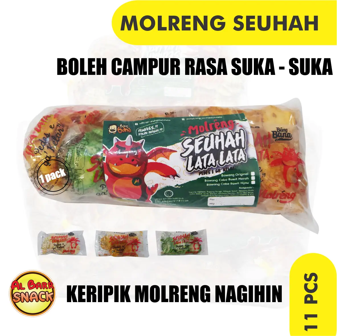 Molreng Seuhah Lata Keripik Kemasan Pack bawang camilan cemilan  snacks