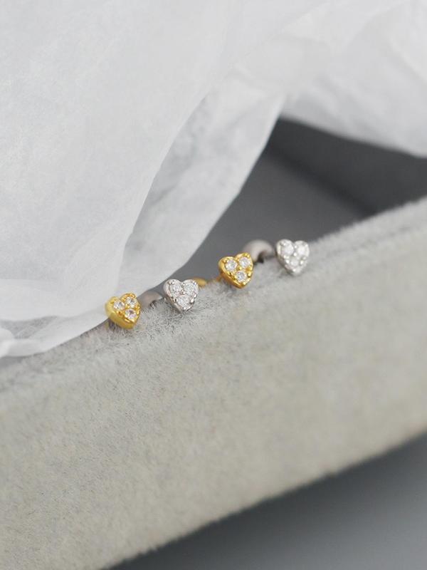 925 Sterling Silver Fashion Trendy Rhinestone Decor Heart Design Stud Earrings, Elegant Ear Jewelry for Women & Girls for Party, Daily Clothing Decor 6