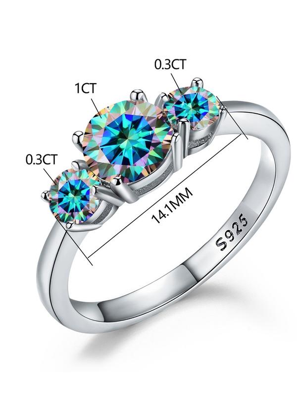 Product Introduction of 【#106】925 Sterling Silver Three-stone Setting Moissanite Ring 5