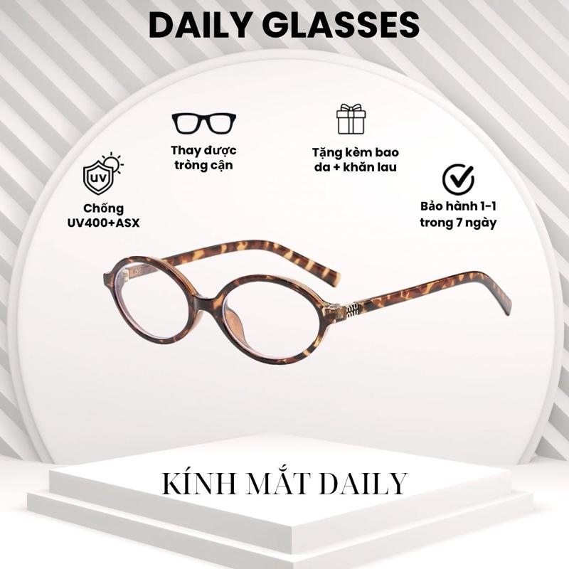 Kính mắt Daily-KM77- dáng Oval y2k phong cách Tỷ tỷ Trung ưa chuộng, Chất liệu nhựa cao cấp chống ánh sáng xanh sịn sò